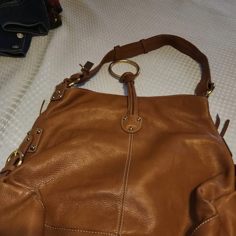 LUCE EUC COGNAC LEATHER SLOUCHY HOBO BAG